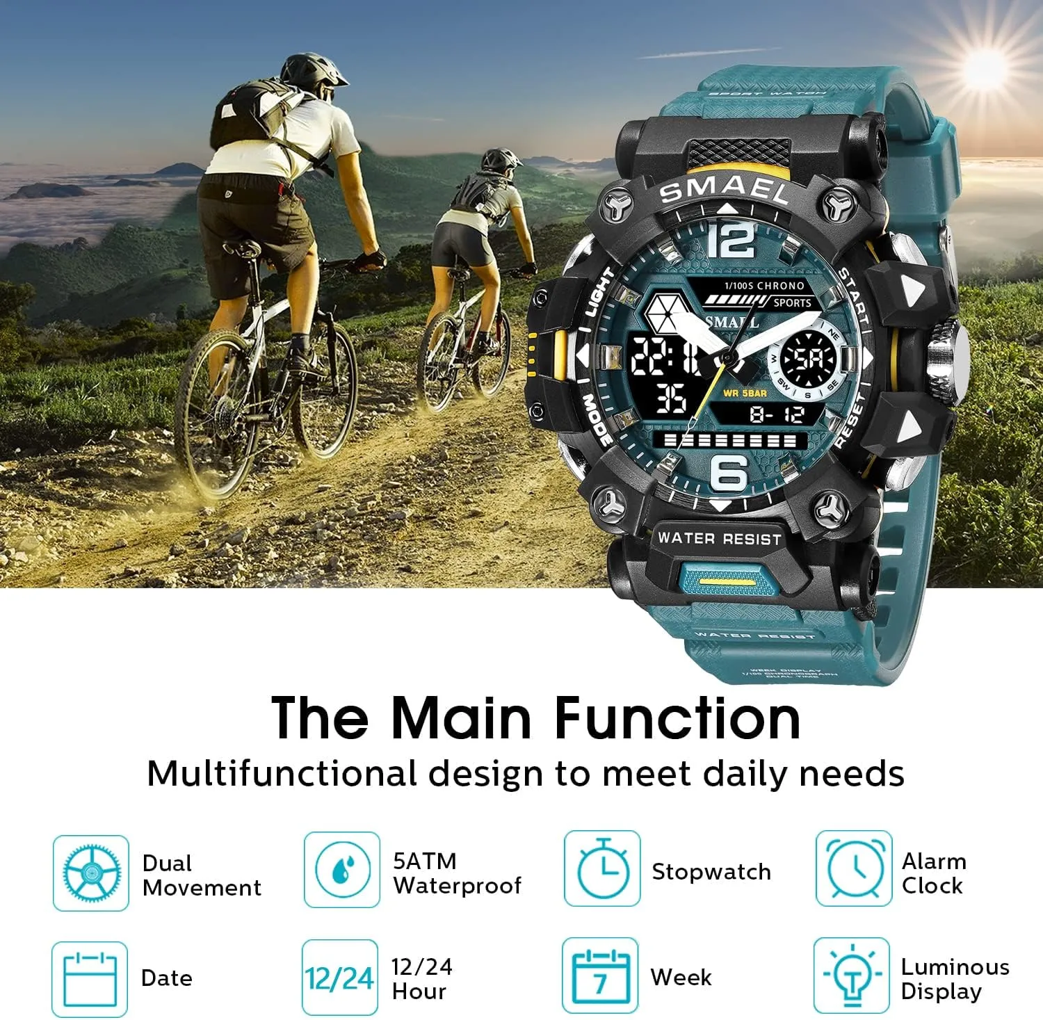 Men's Military Watch Outdoor LED Digital Watch Waterproof Tactical Army Wrist Sports Watches for Men 8072