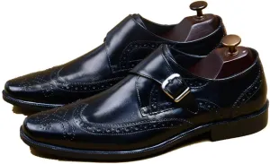 Men's Monk Shoes，Buckle Dress Shoes Urban Walking Work Banquet Business Leather Shoes,Black- 38/UK 5.5/US 6.5