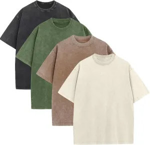 Mens Oversized T Shirts Acid Wash Loose Fit Vintage Washed Tee Shirt Short Sleeve Streetwear Casual T-Shirts