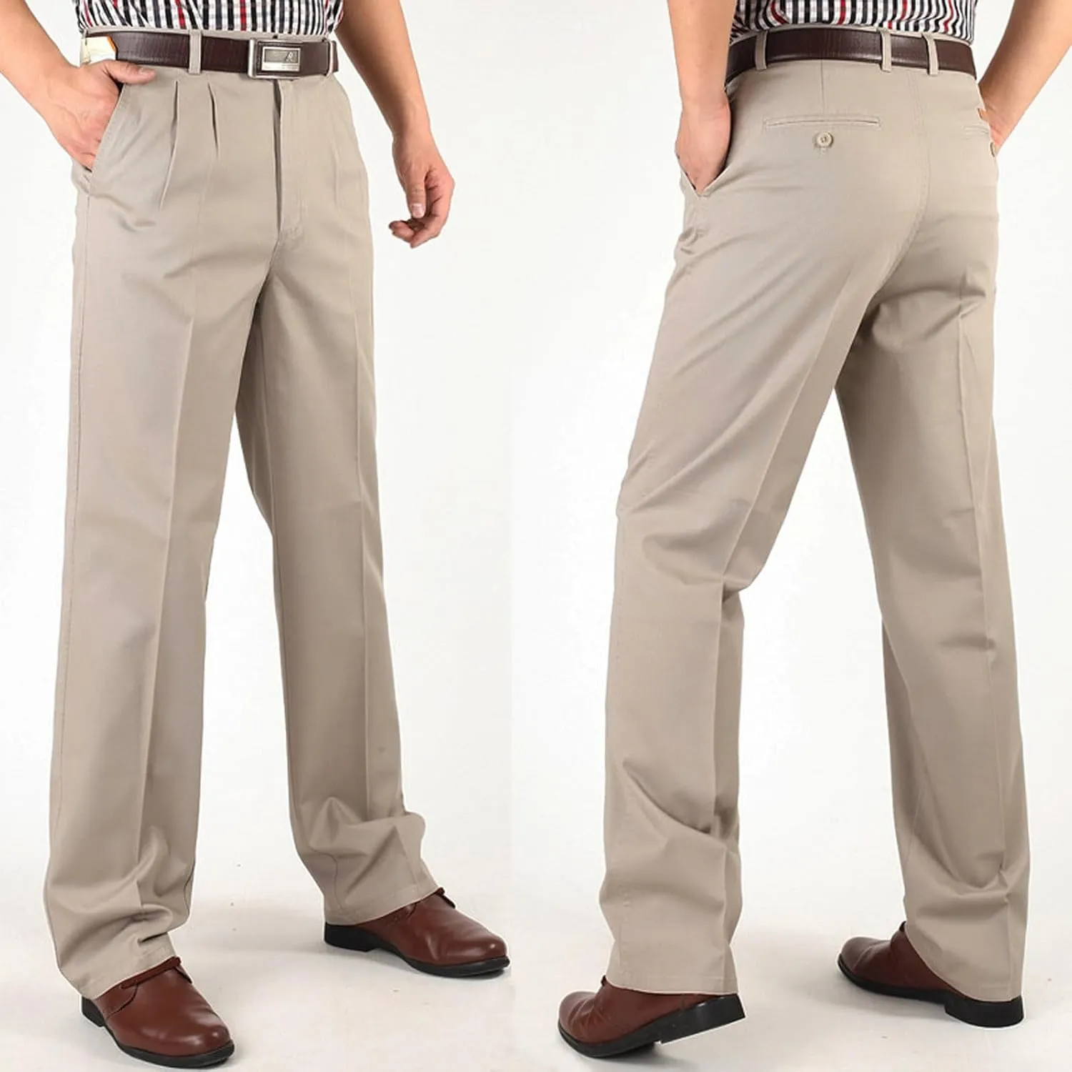 Men's Pants Classic Casual Relaxed Fit Business Office Pants Golf Suit Dress Pants for Men Straight Leg Golf Pants