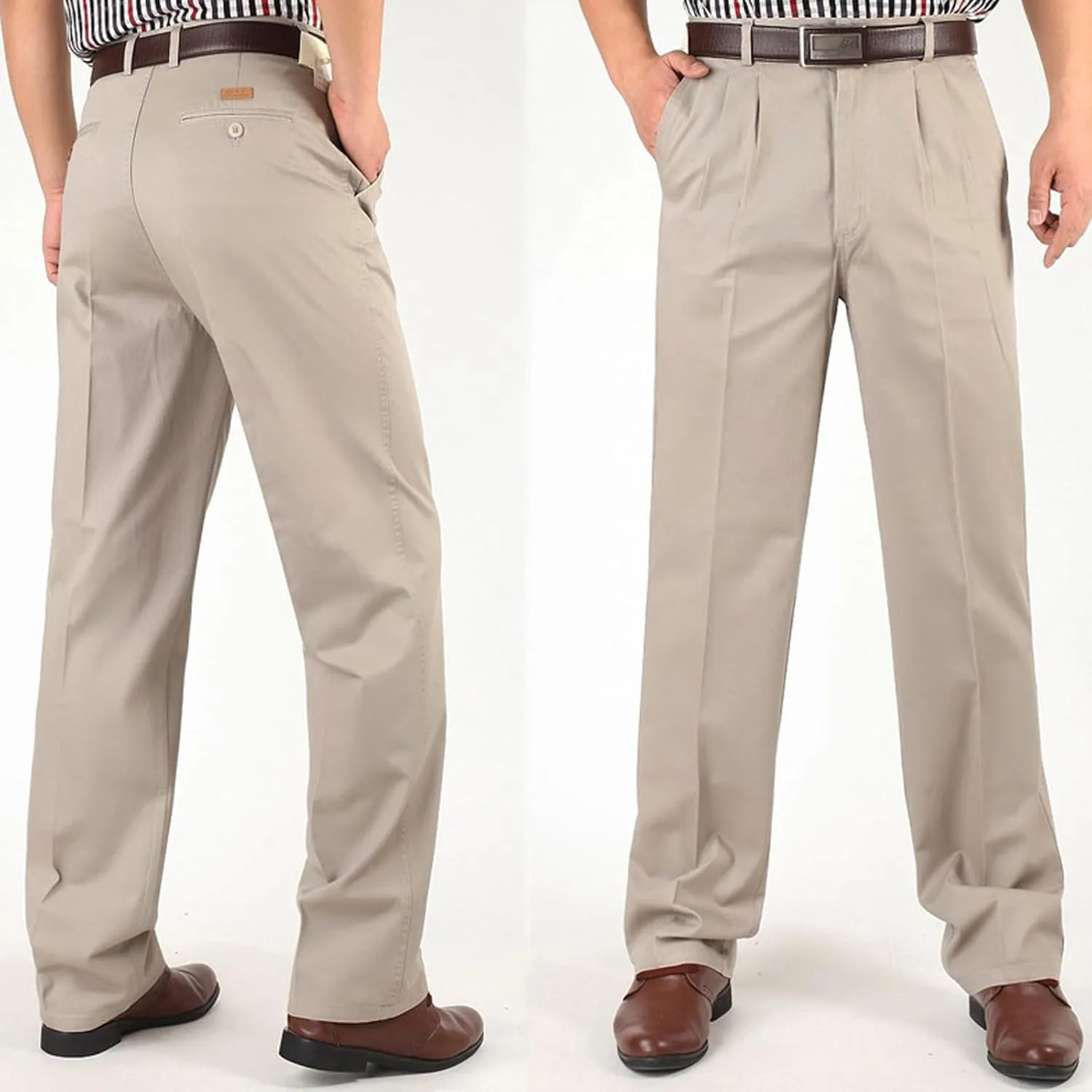 Men's Pants Classic Casual Relaxed Fit Business Office Pants Golf Suit Dress Pants for Men Straight Leg Golf Pants