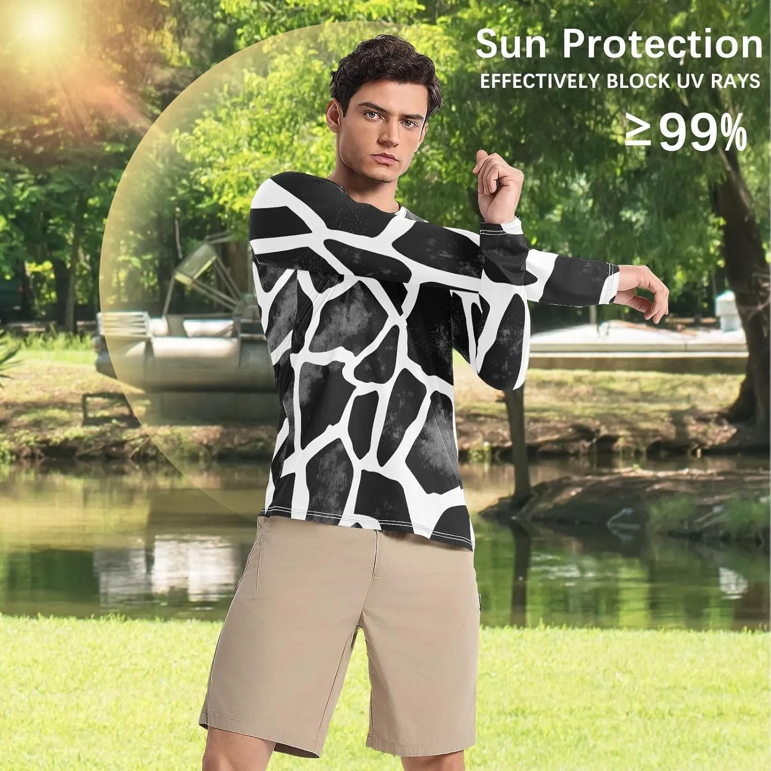 Men's Rash Guard Shirts, UPF 50  Long Sleeve Swimsuit Top Bathing Suit S-XXL
