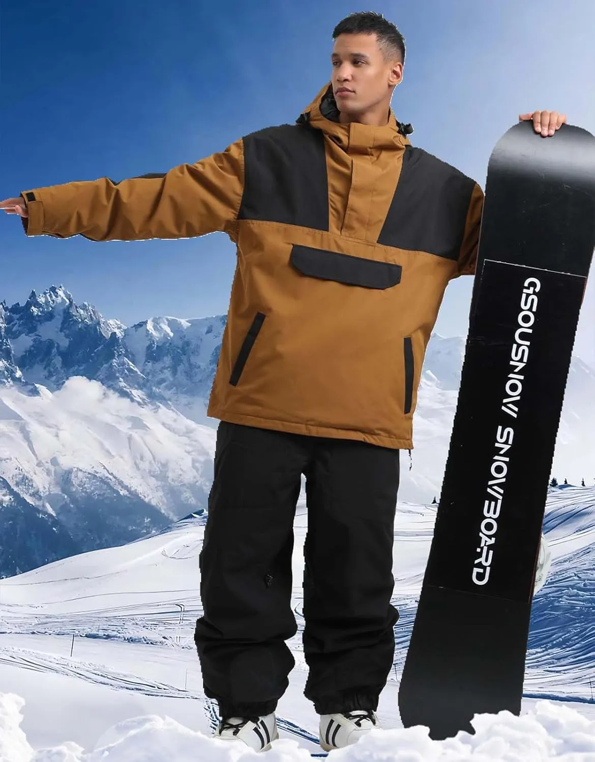 Mens Snowboard Jacket Ski Pullover Coat Warm Waterproof Windproof Men Snowboarding Jacket Winter Sports
