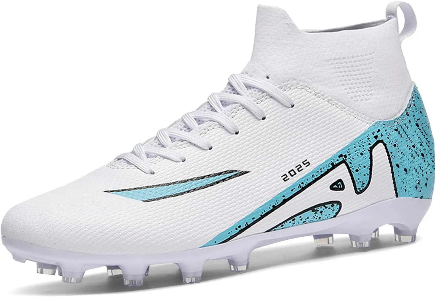 Men's Soccer Shoes High-Tops Lace-Up Non-Slip Spikes Indoor Football Futsal TF Turf Cleats