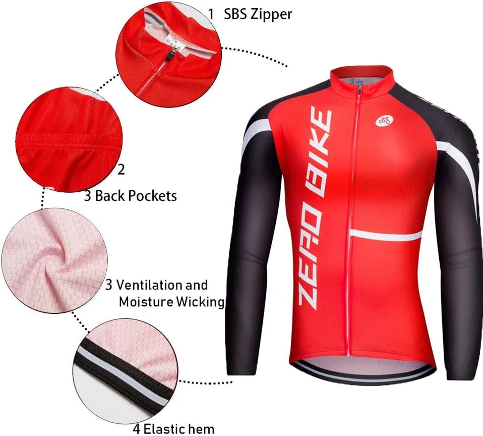 Men's Soft Long Sleeve Breathable Bicycle Cycling Jersey Polyester Clothing Outdoor Sports Fall Autumn