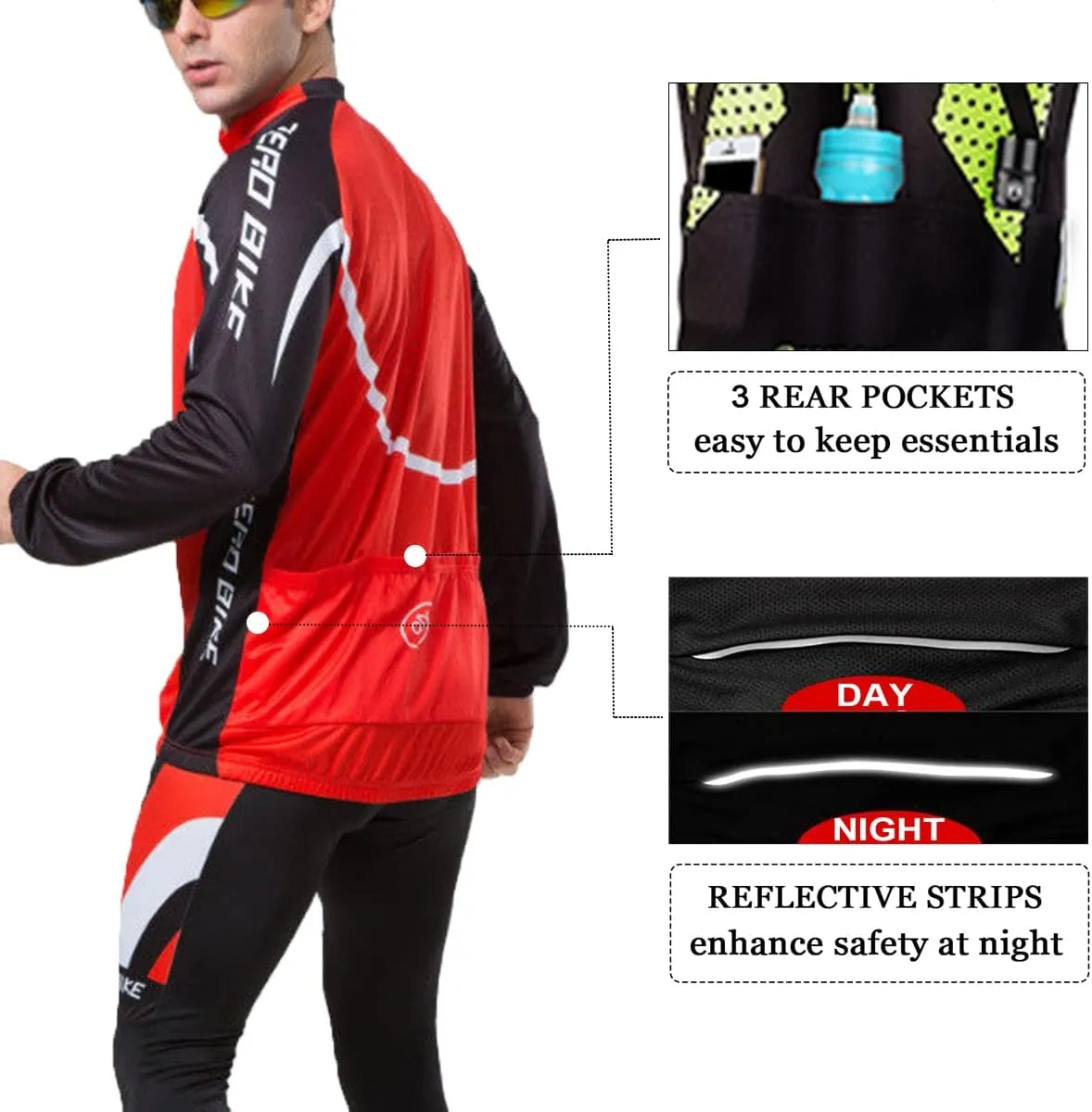 Men's Soft Long Sleeve Breathable Bicycle Cycling Jersey Polyester Clothing Outdoor Sports Fall Autumn