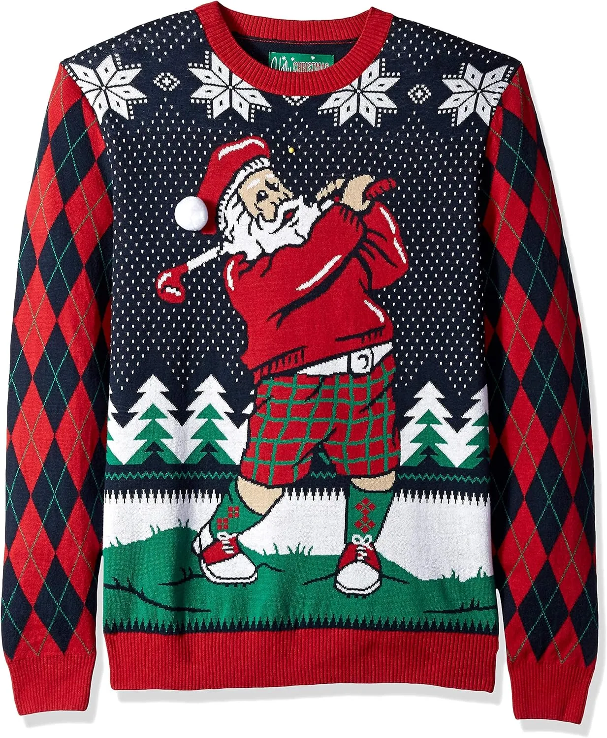 Mens Sports Golf Sports Ugly Christmas Sweater for Holiday Fun Design, Snug Fit Breathable Crewneck