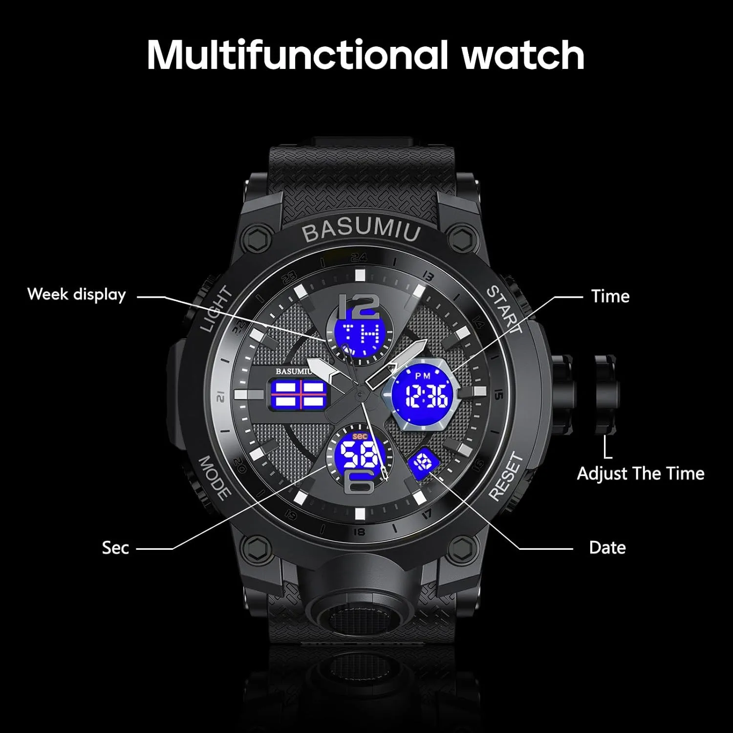 Mens Sports Wrist Watches Analog Digital Tactical Military Watch Waterproof Gold Watches for Men