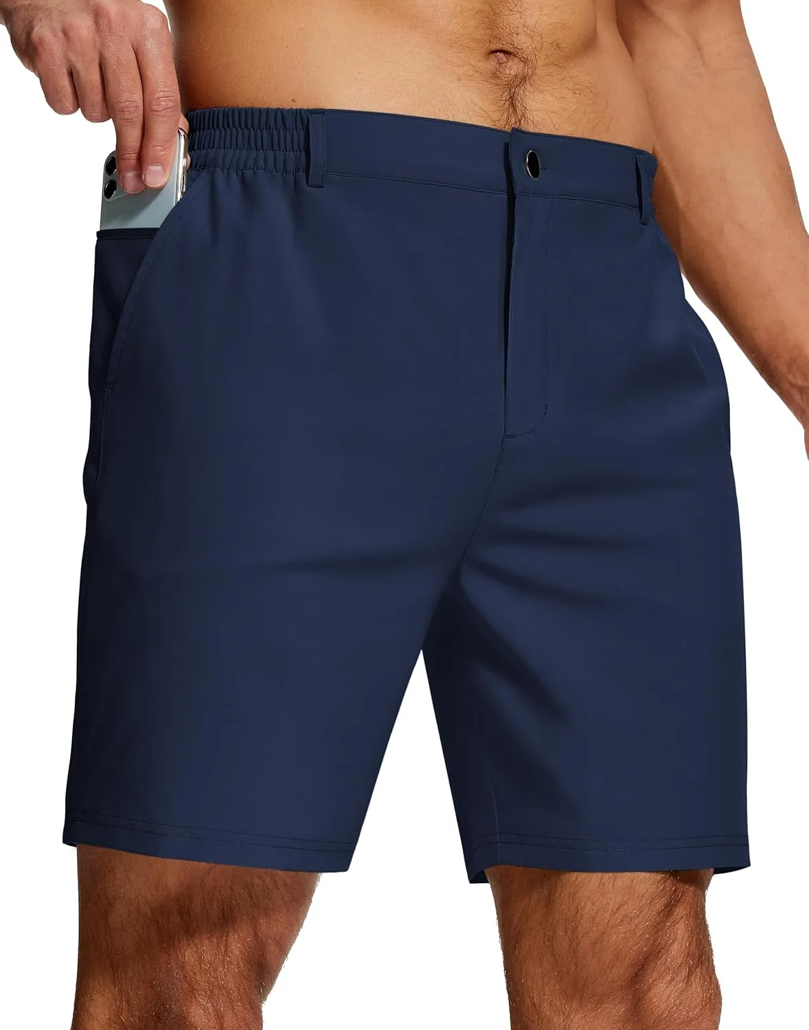 Mens Stretch Golf Shorts 7 Inch Inseam Quick Dry Lightweight Dress Shorts for Men with Zipper Pockets Hiking