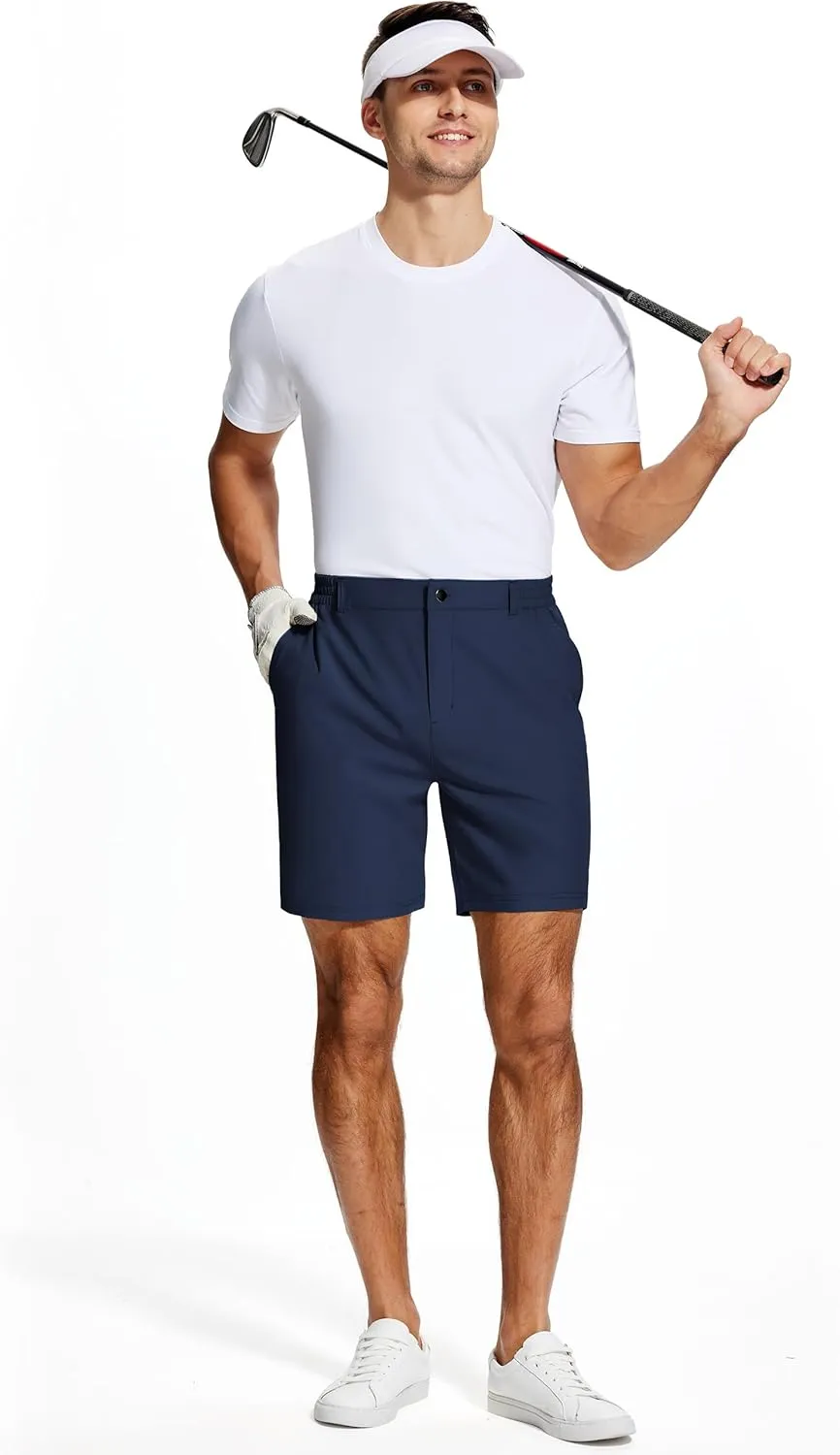 Mens Stretch Golf Shorts 7 Inch Inseam Quick Dry Lightweight Dress Shorts for Men with Zipper Pockets Hiking