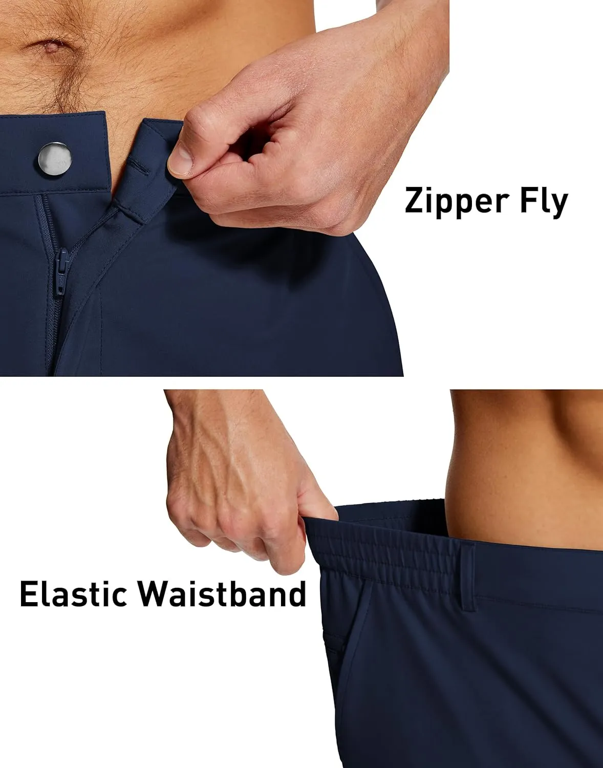 Mens Stretch Golf Shorts 7 Inch Inseam Quick Dry Lightweight Dress Shorts for Men with Zipper Pockets Hiking