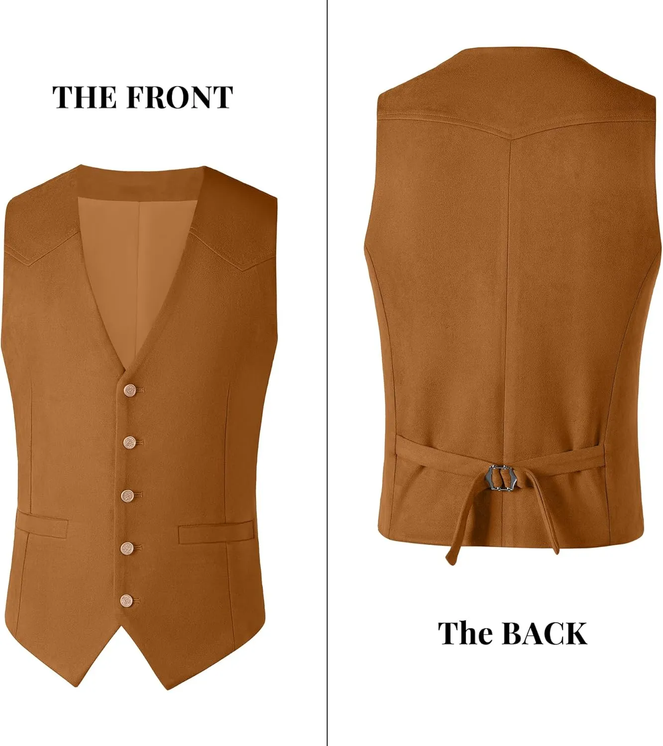 Men's Suede Leather Vest Casual Cowboy Western Vests Mens Waistcoat