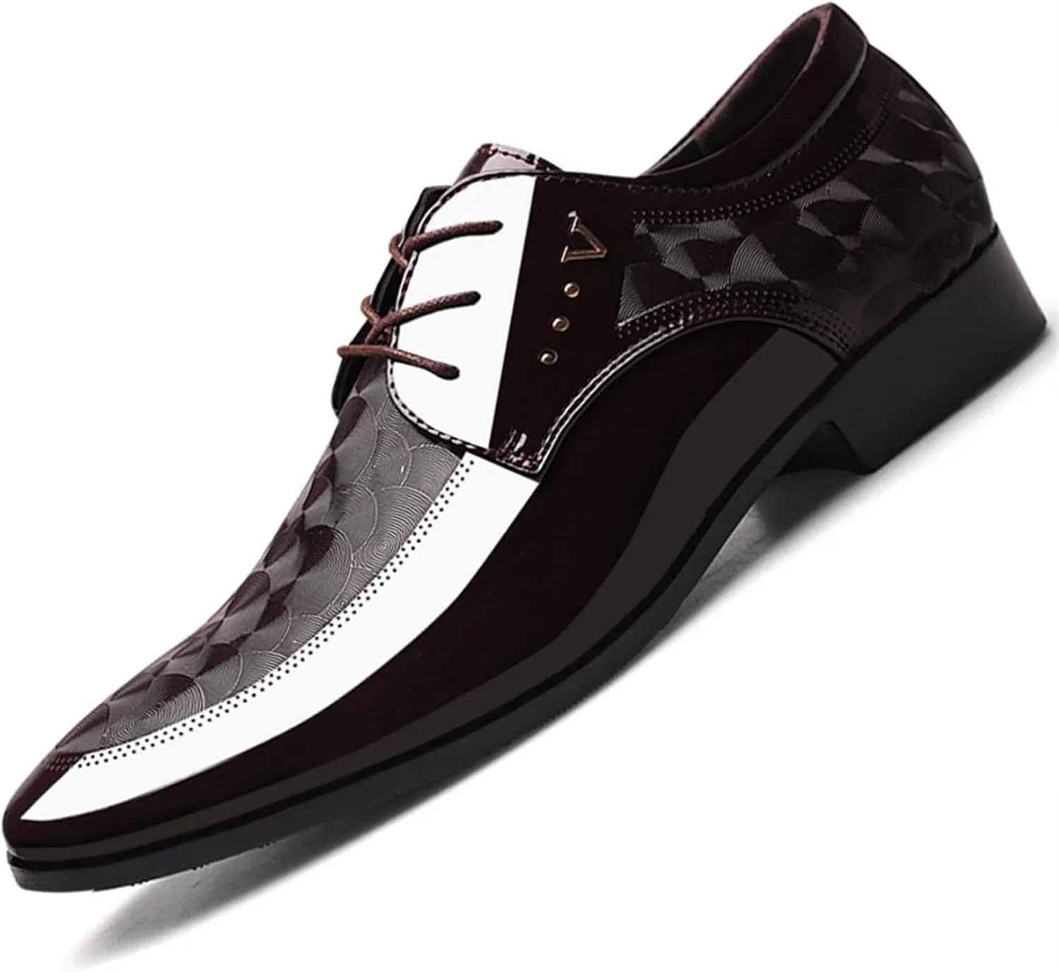 Men's Vintage Elegant Patent Leather Dress Shoes Lace-up Formal Business Oxfords Wedding Prom