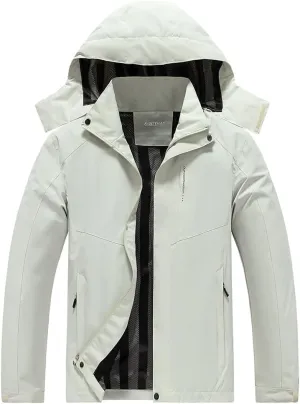 Men's Waterproof Rain Jacket Lightweight Mountain Sports Outdoor Trench Softshell Windproof Jacket for Hiking