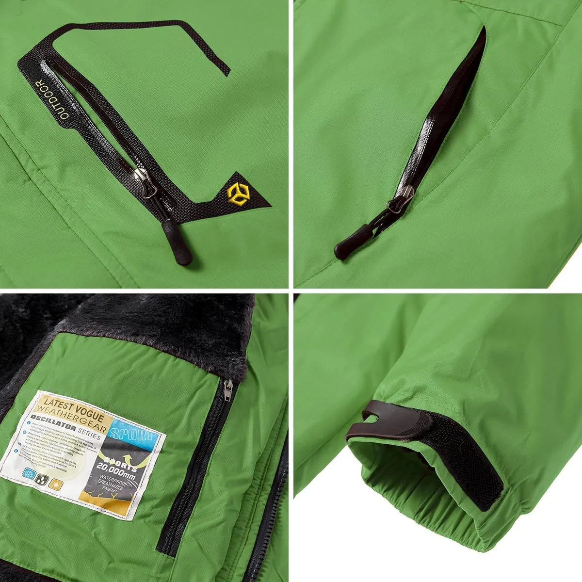 Men's Winter Ski Jacket Warm Fleece Waterproof Outdoor Mountain Hiking Windbreaker Hooded Snow Rain Coat