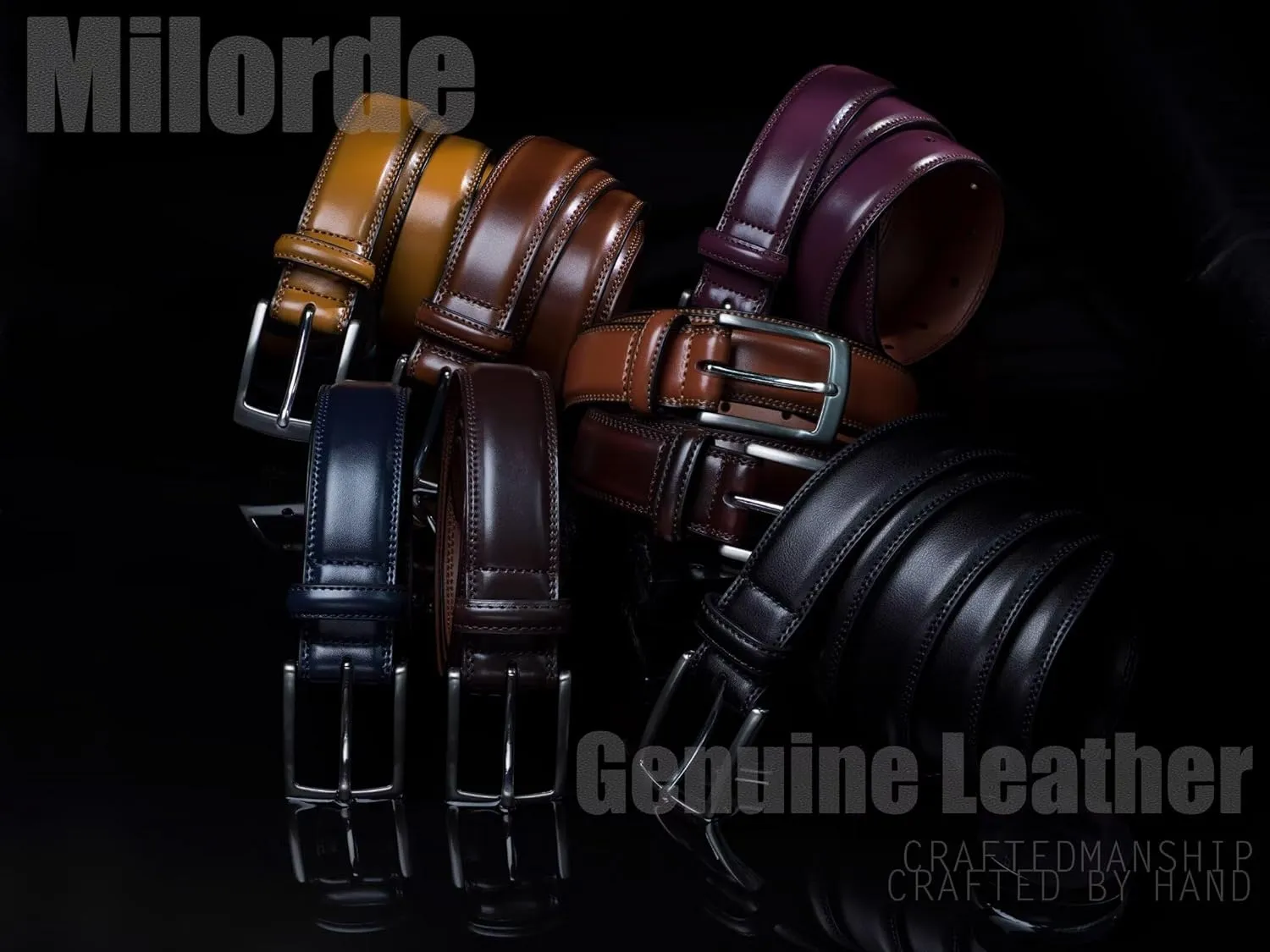 MILORDE Men's Genuine Leather Dress Belt, Handmade, 100% Cow Leather, Fashion & Classic Designs for Work Business and Casual