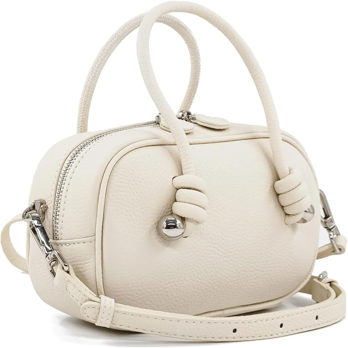 Mini Genuine Leather Purses for Women with Top Handle Pure Color Casual Shoulder Handbags