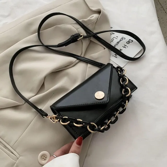 Mini Solid Color PU Leather Crossbody Bags For Women 2020   Simple Handbags and Purses Female Travel Chain Cross Body Bag