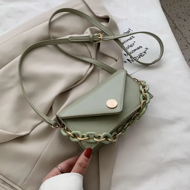 Mini Solid Color PU Leather Crossbody Bags For Women 2020   Simple Handbags and Purses Female Travel Chain Cross Body Bag
