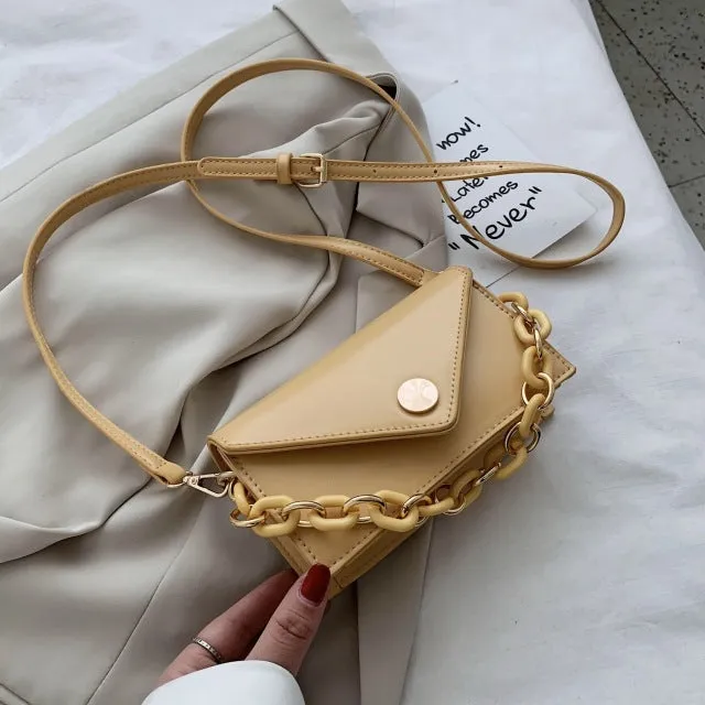 Mini Solid Color PU Leather Crossbody Bags For Women 2020   Simple Handbags and Purses Female Travel Chain Cross Body Bag