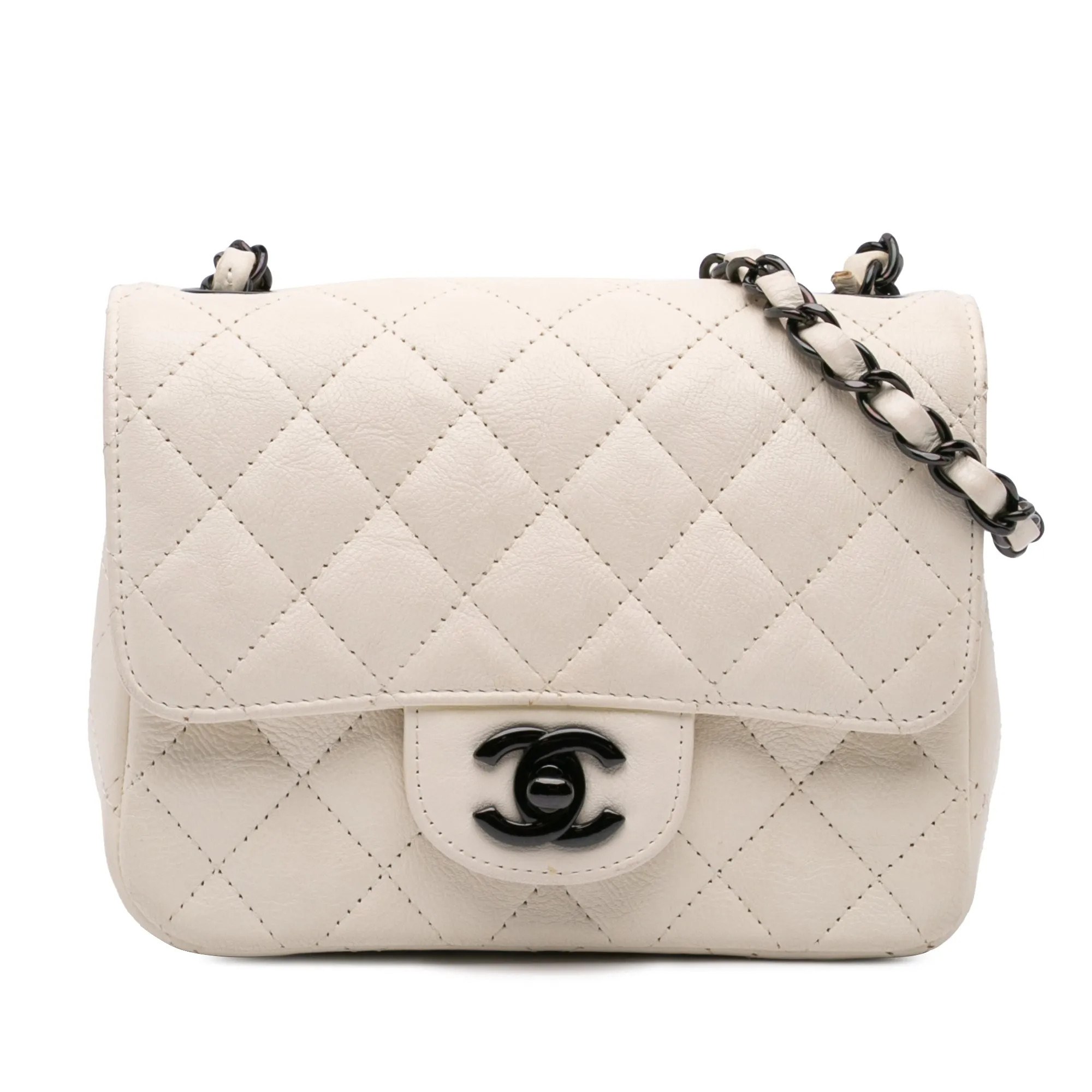 Mini Square Classic Crumpled Calfskin Single Flap
