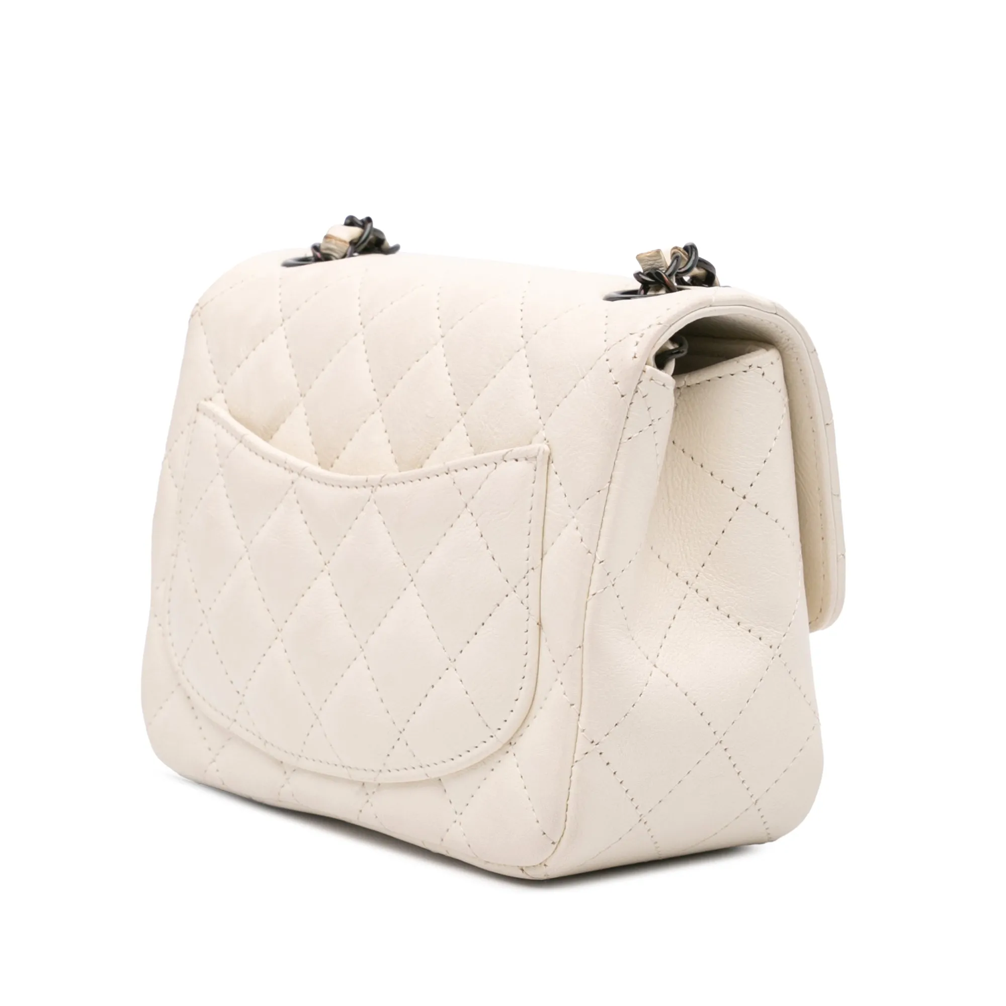 Mini Square Classic Crumpled Calfskin Single Flap