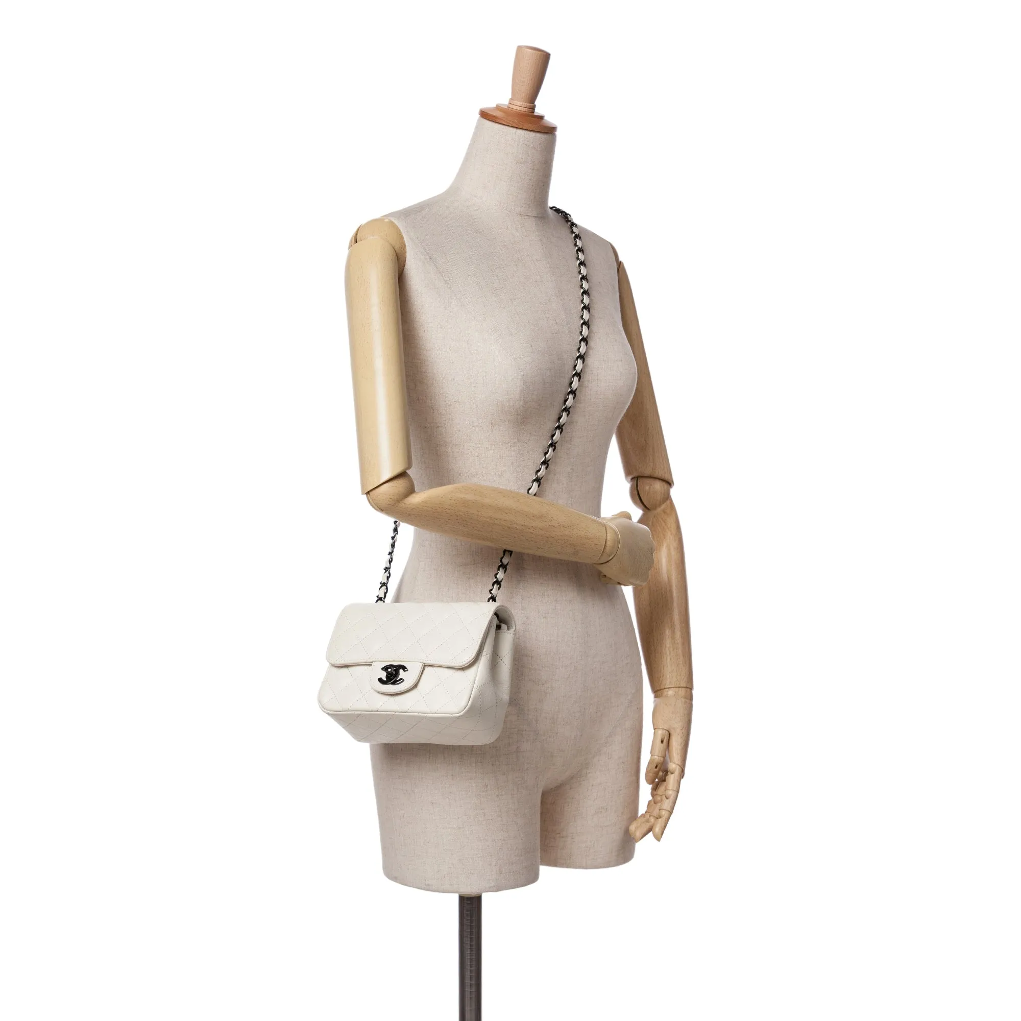 Mini Square Classic Crumpled Calfskin Single Flap