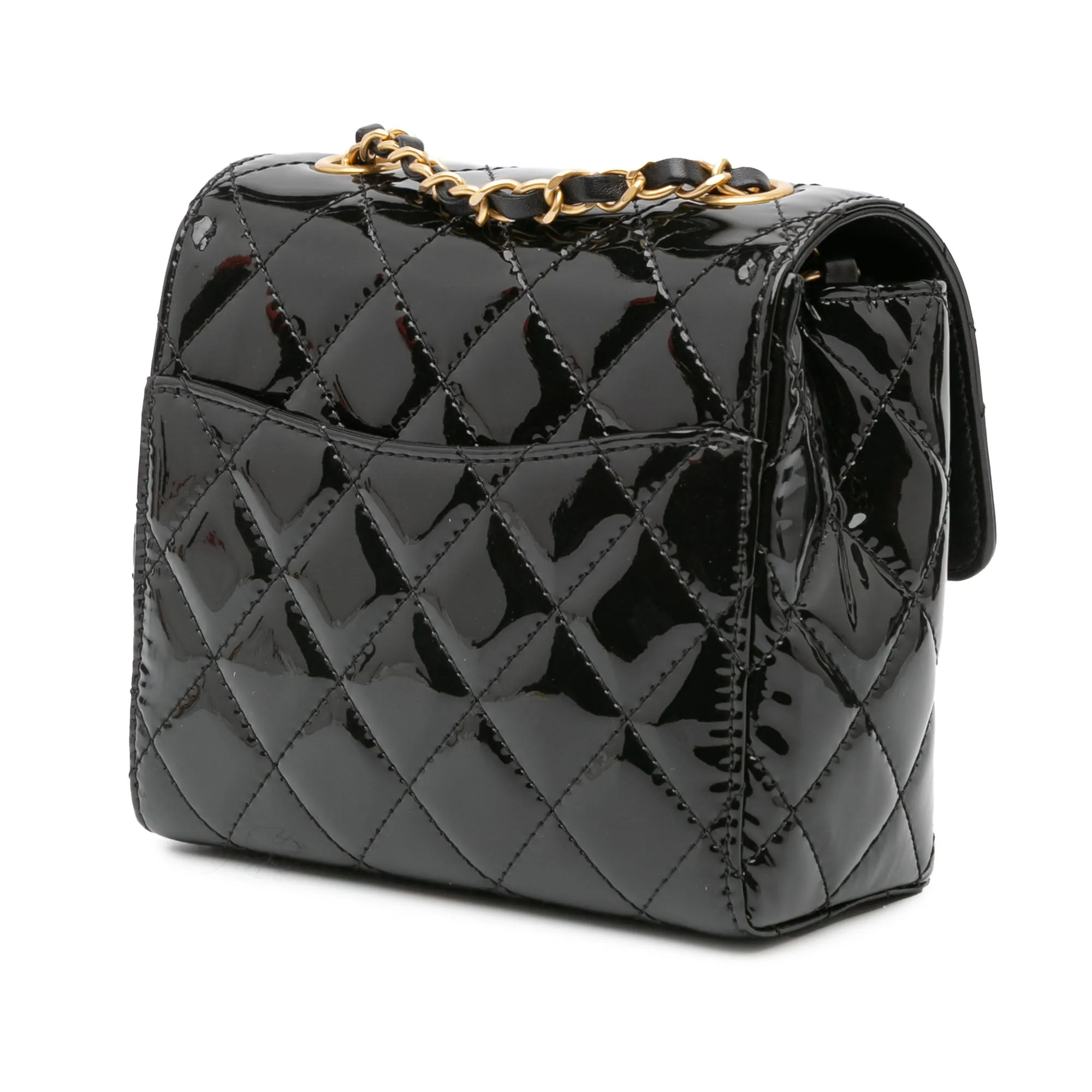 Mini Square Classic Patent Single Flap