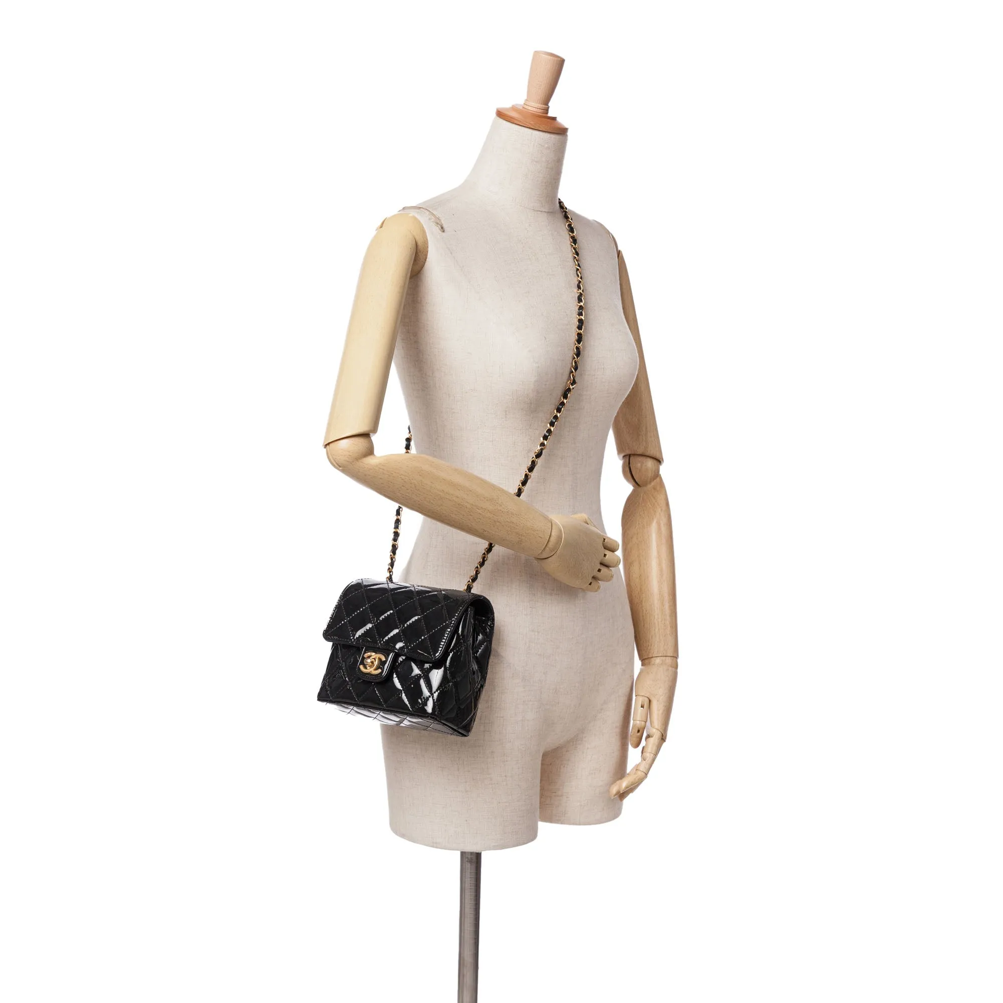 Mini Square Classic Patent Single Flap