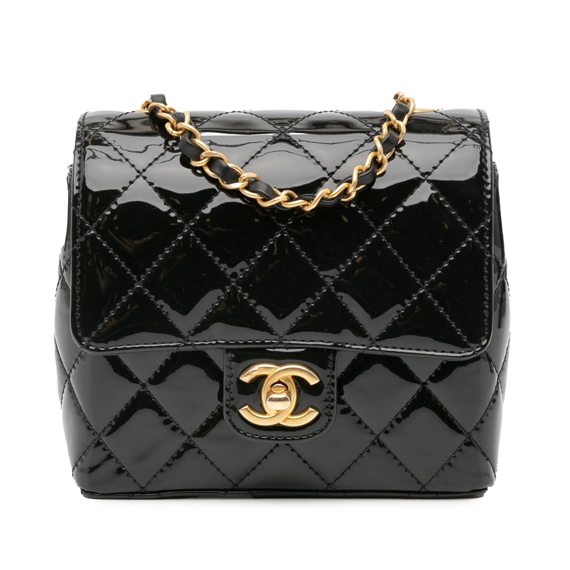 Mini Square Classic Patent Single Flap