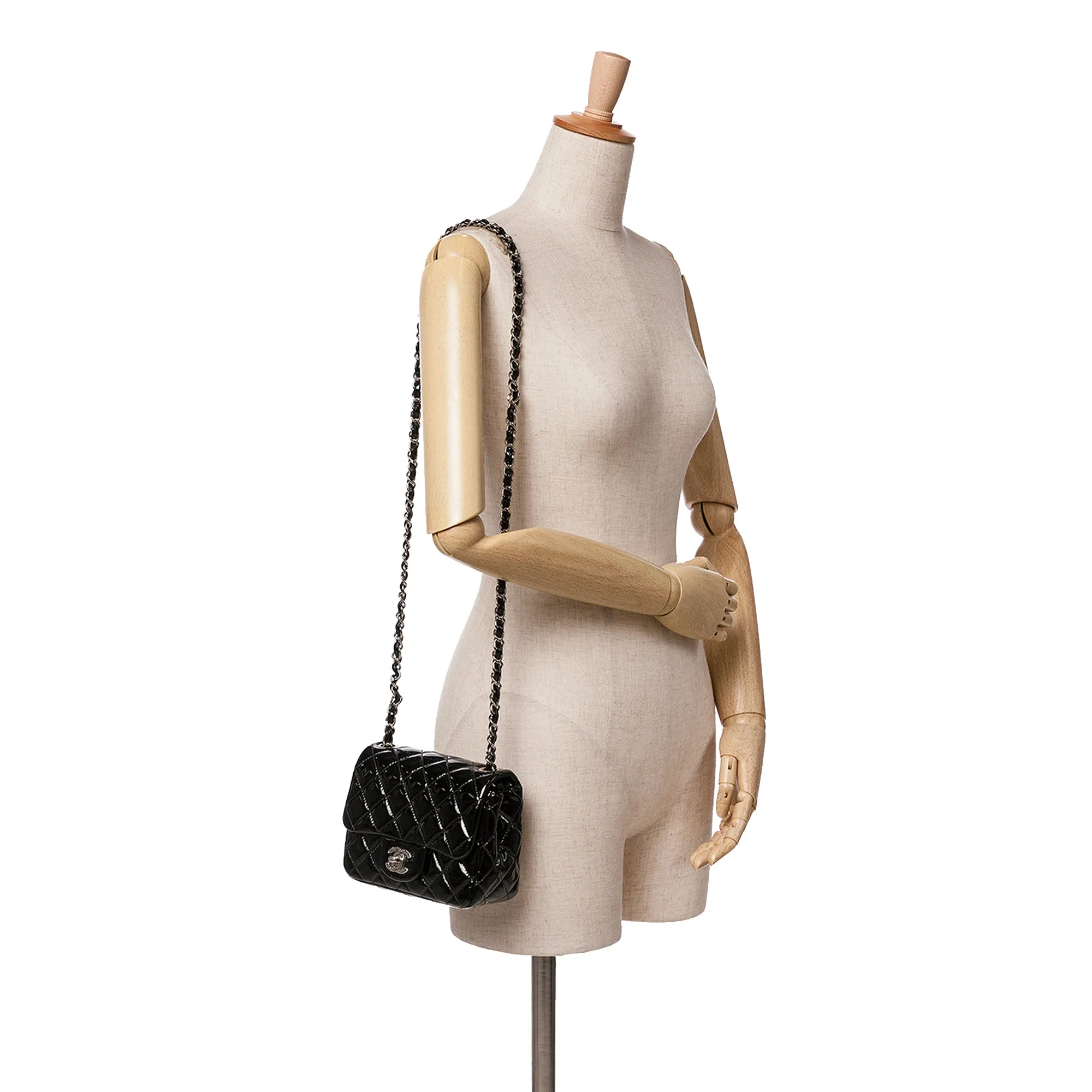 Mini Square Classic Patent Single Flap