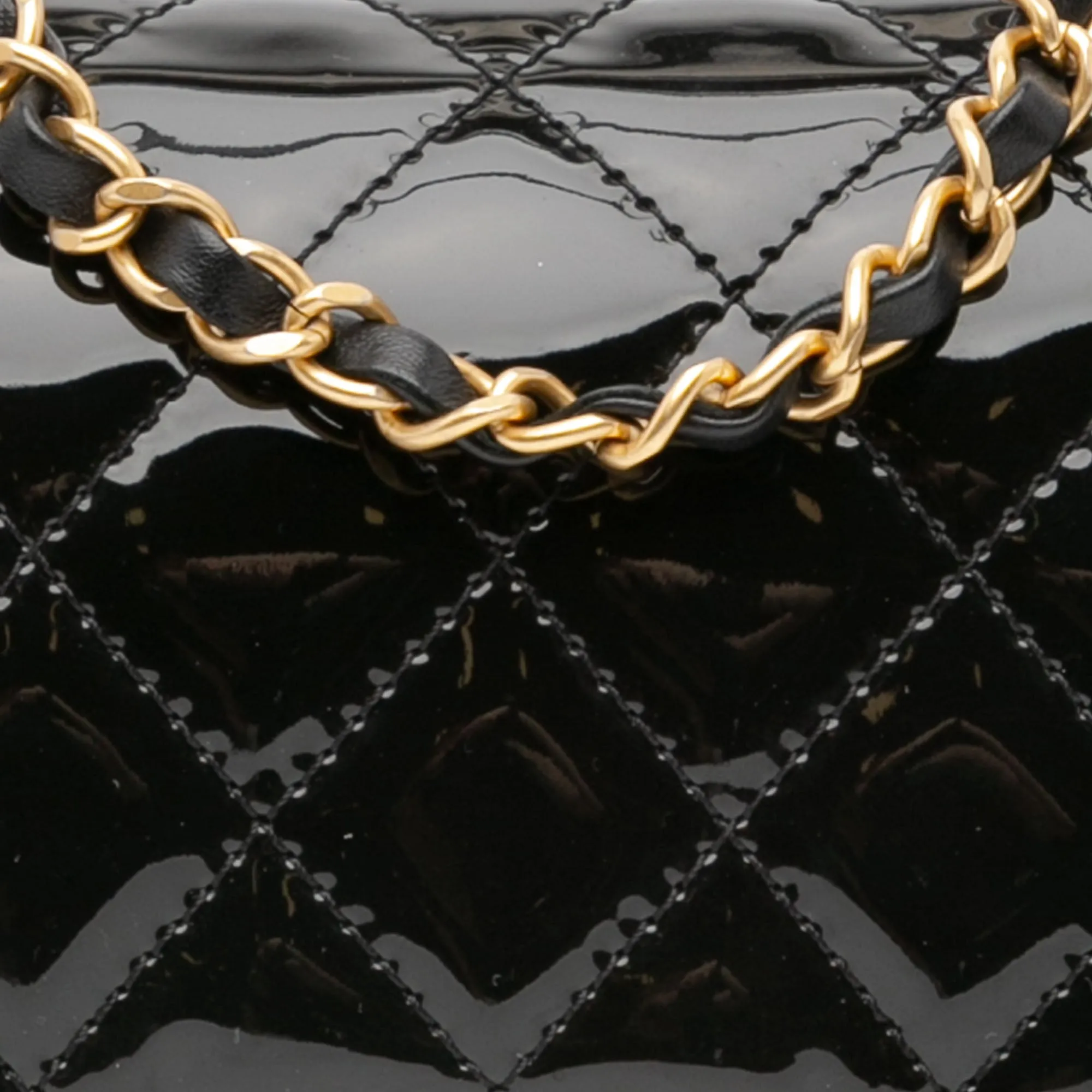 Mini Square Classic Patent Single Flap
