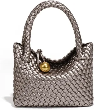 Mini Woven Women's Handbag Lightweight Luxury Vegan Leather Handle Fashion Business Daily Crossbody Bag