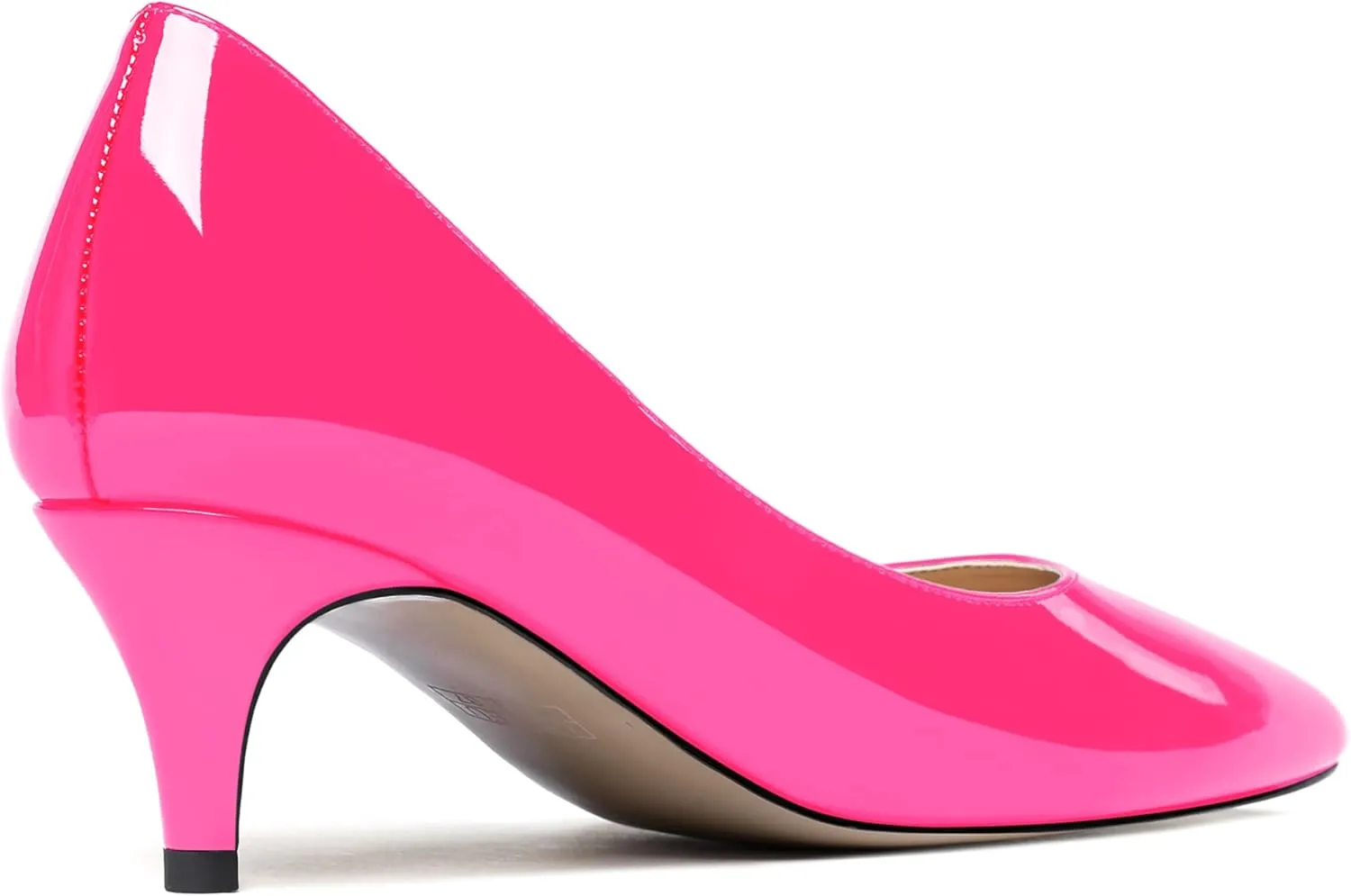 MODENCOCO Women's Round Toe Slip On Patent Leather Kitten Low Heel Pumps Shoes for Business Office Work 2 Inch