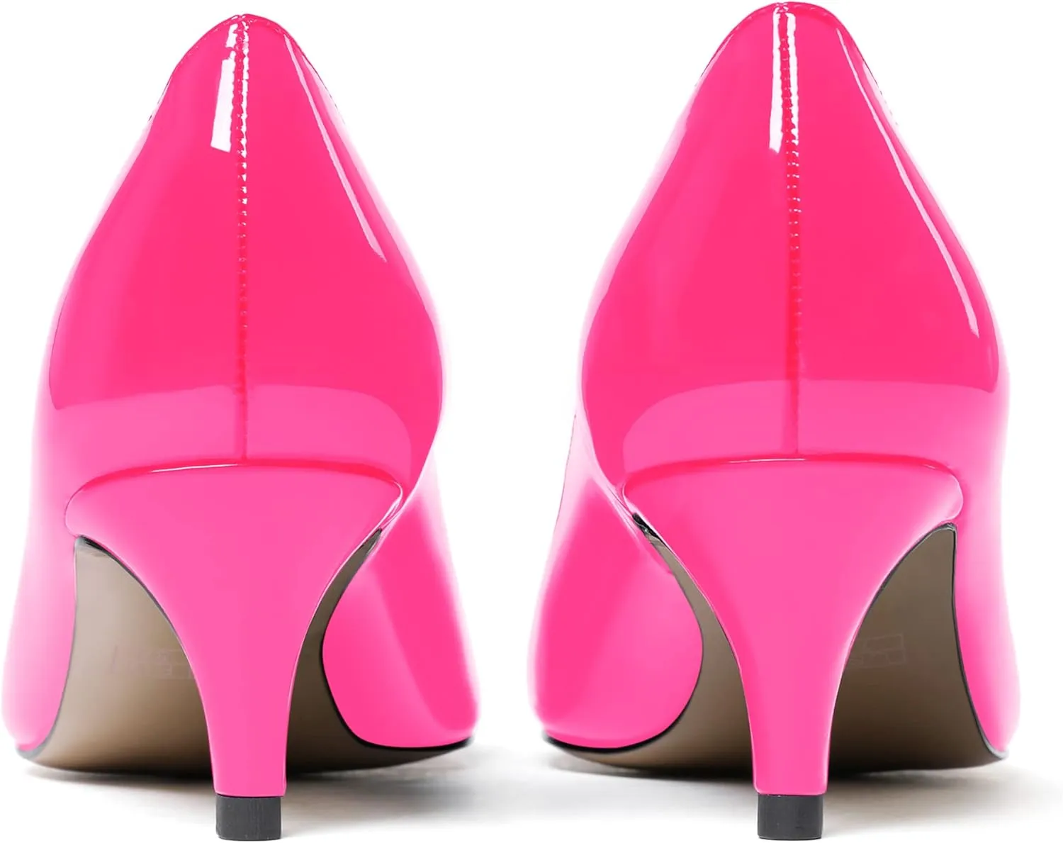 MODENCOCO Women's Round Toe Slip On Patent Leather Kitten Low Heel Pumps Shoes for Business Office Work 2 Inch