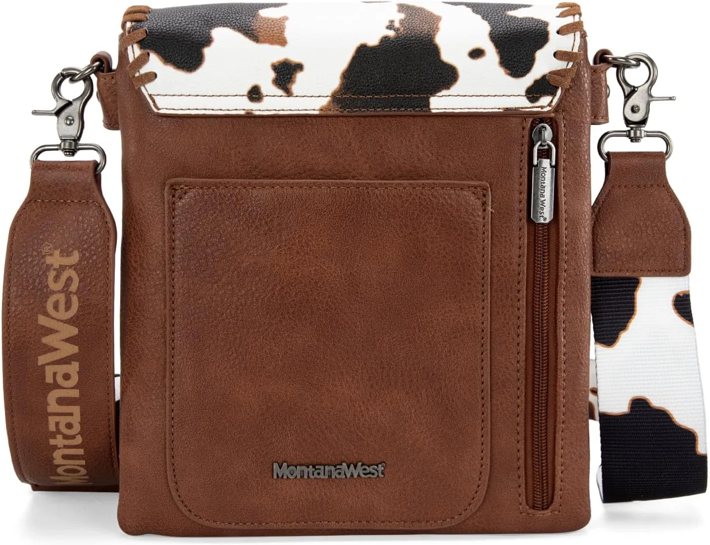 Montana West Crossbody Bags for Women with Dual Compartments Western Cross Body Purse with Leopard Print Guitar Strap