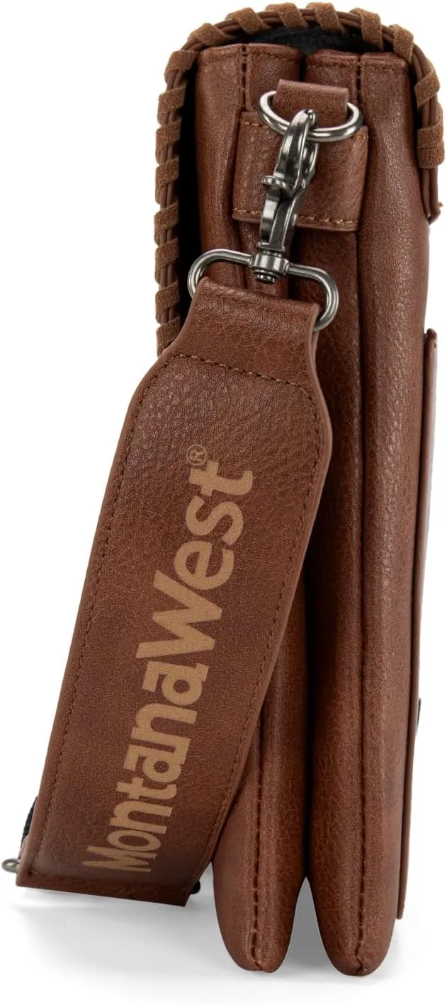 Montana West Crossbody Bags for Women with Dual Compartments Western Cross Body Purse with Leopard Print Guitar Strap