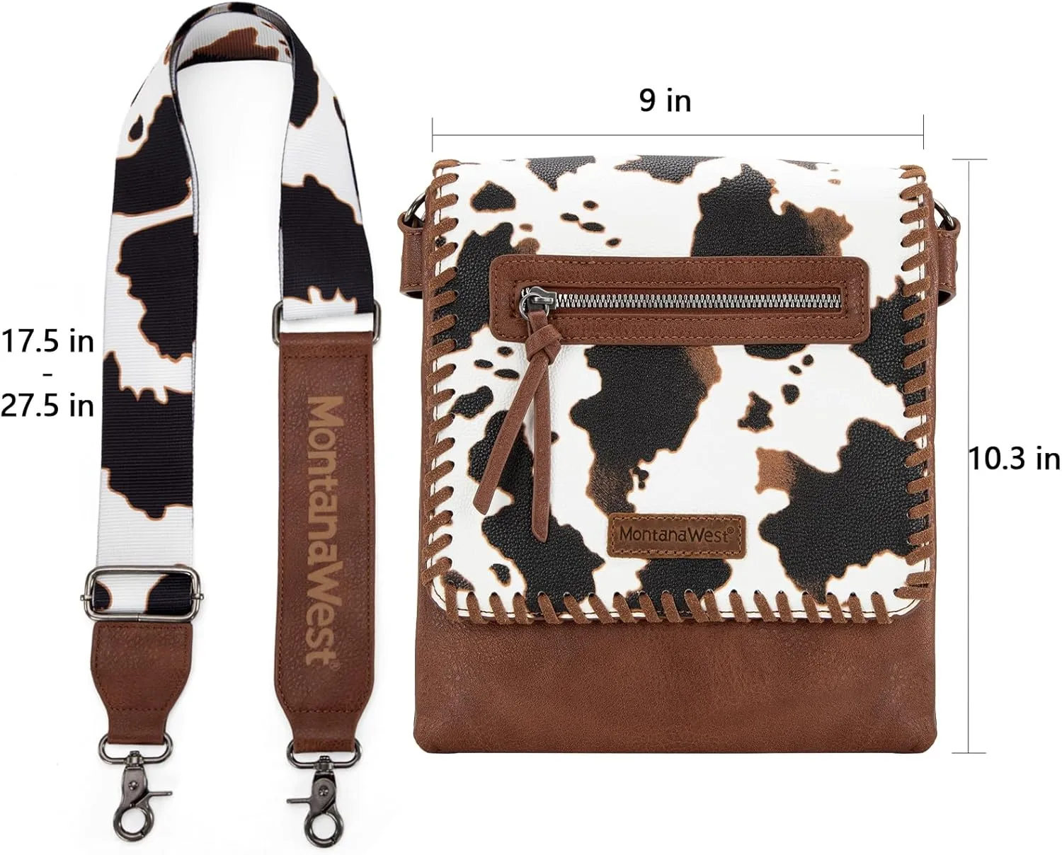 Montana West Crossbody Bags for Women with Dual Compartments Western Cross Body Purse with Leopard Print Guitar Strap