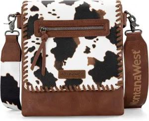 Montana West Crossbody Bags for Women with Dual Compartments Western Cross Body Purse with Leopard Print Guitar Strap