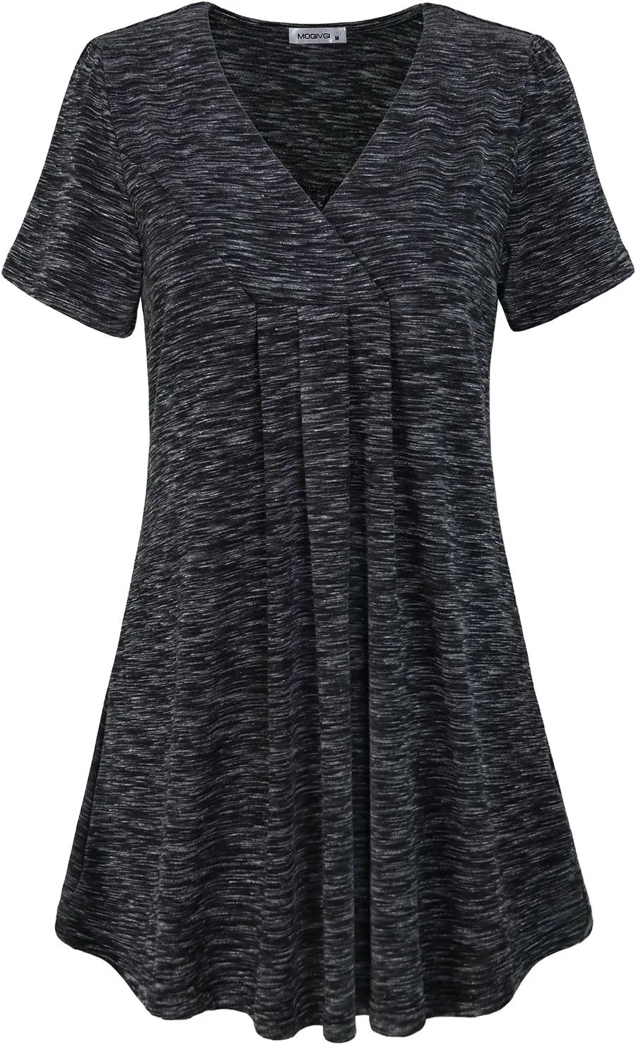 MOQIVGI Womens V Neck Printed Loose Fit Casual Blouse Top Tunic Shirt