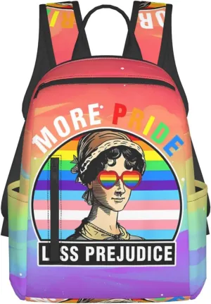 More Pride Less Prejudice LGBT Rainbow Gay Travel Laptop Backpack Casual Backpacks Double Shoulder Daypack Notebook Rucksack Work Bags Sports Bag for Hiking Camping Beach