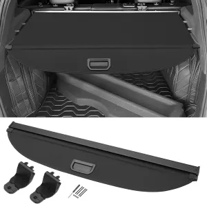 Motoforti Car Retractable Cargo Cover for Nissan Kicks 18-24 Rear Trunk Parcel Shelf Luggage Security Shield Shade, Canvas, W/Accessories, Gloss Black