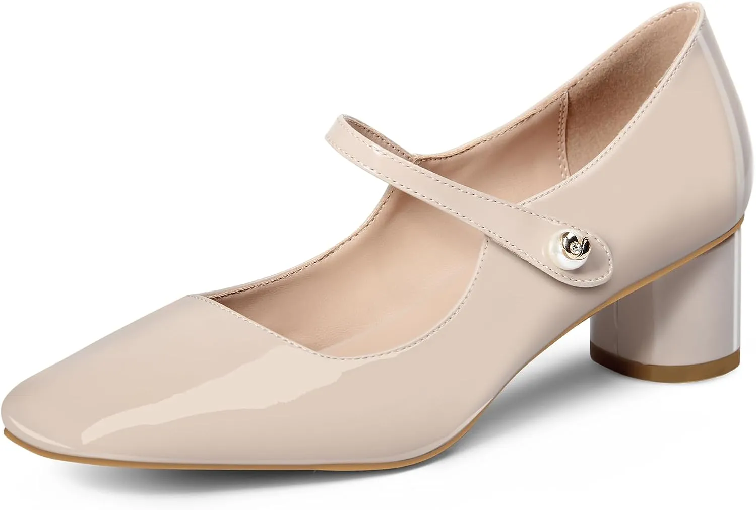 MUCCCUTE Mary Jane Shoes Women Chunky Block Heels Pumps Closed Toe Comfortable Patent Leather Work Dress Shoes
