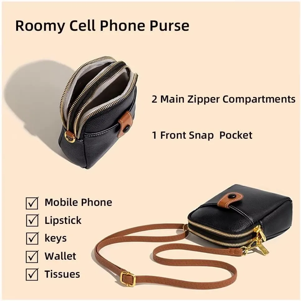 Mudono Small Crossbody Bag for Women Genuine Leather Cell Phone Purse Lightweight Shoulder Bag Vintage Daily Wallet Bag