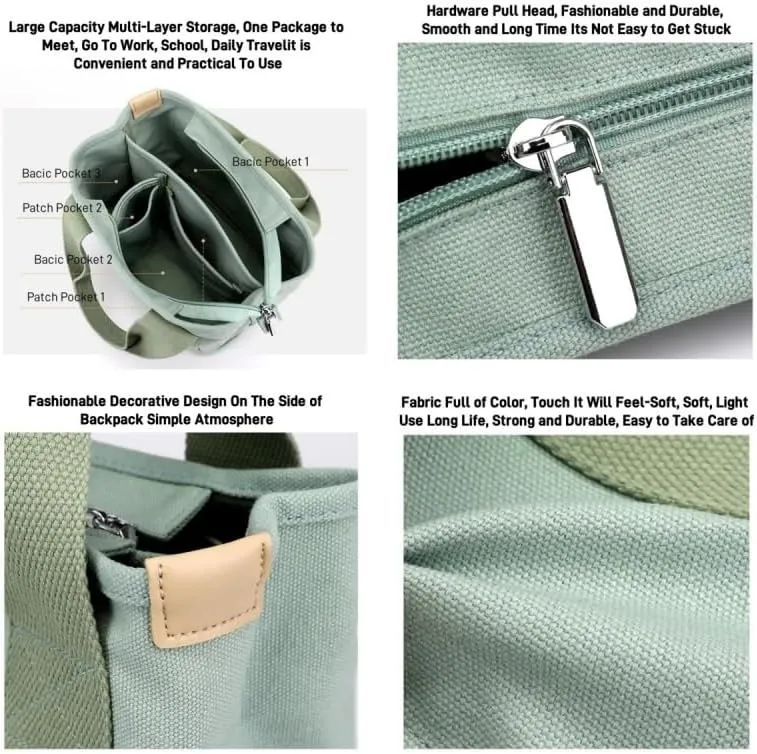 Multi-Compartment Canvas Tote Bag, Large Capacity for Umbrella/Phone/Wallet/Perfume, Minimalist & Portable