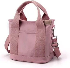 Multi-Compartment Canvas Tote Bag, Large Capacity for Umbrella/Phone/Wallet/Perfume, Minimalist & Portable