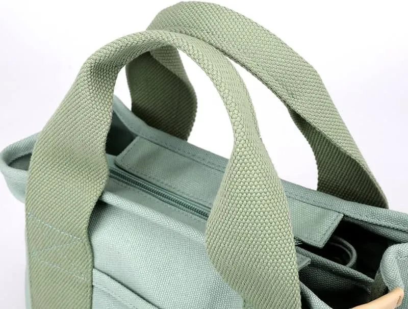 Multi-Compartment Canvas Tote Bag, Large Capacity for Umbrella/Phone/Wallet/Perfume, Minimalist & Portable