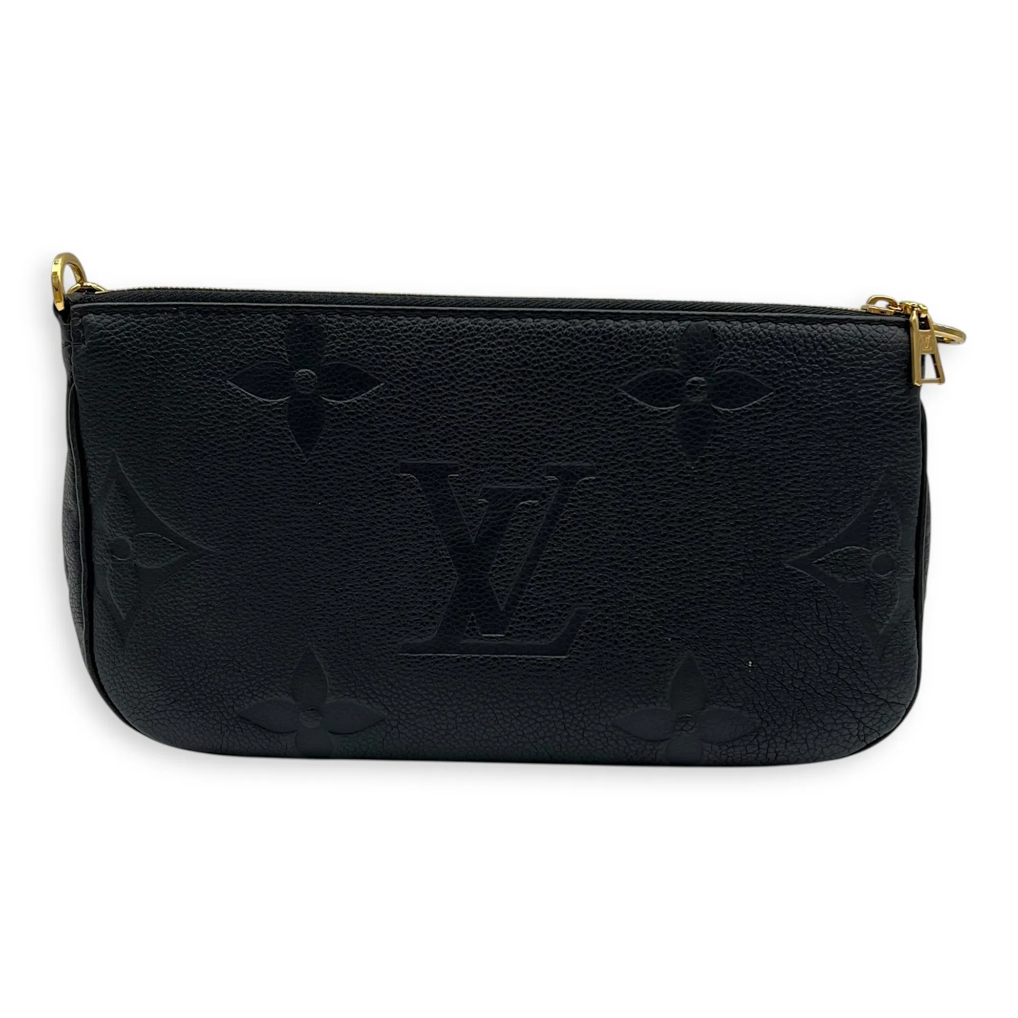 Multi-Pochette Accessoires Black Crossbody Bag in Empreinte Leather, Gold hardware