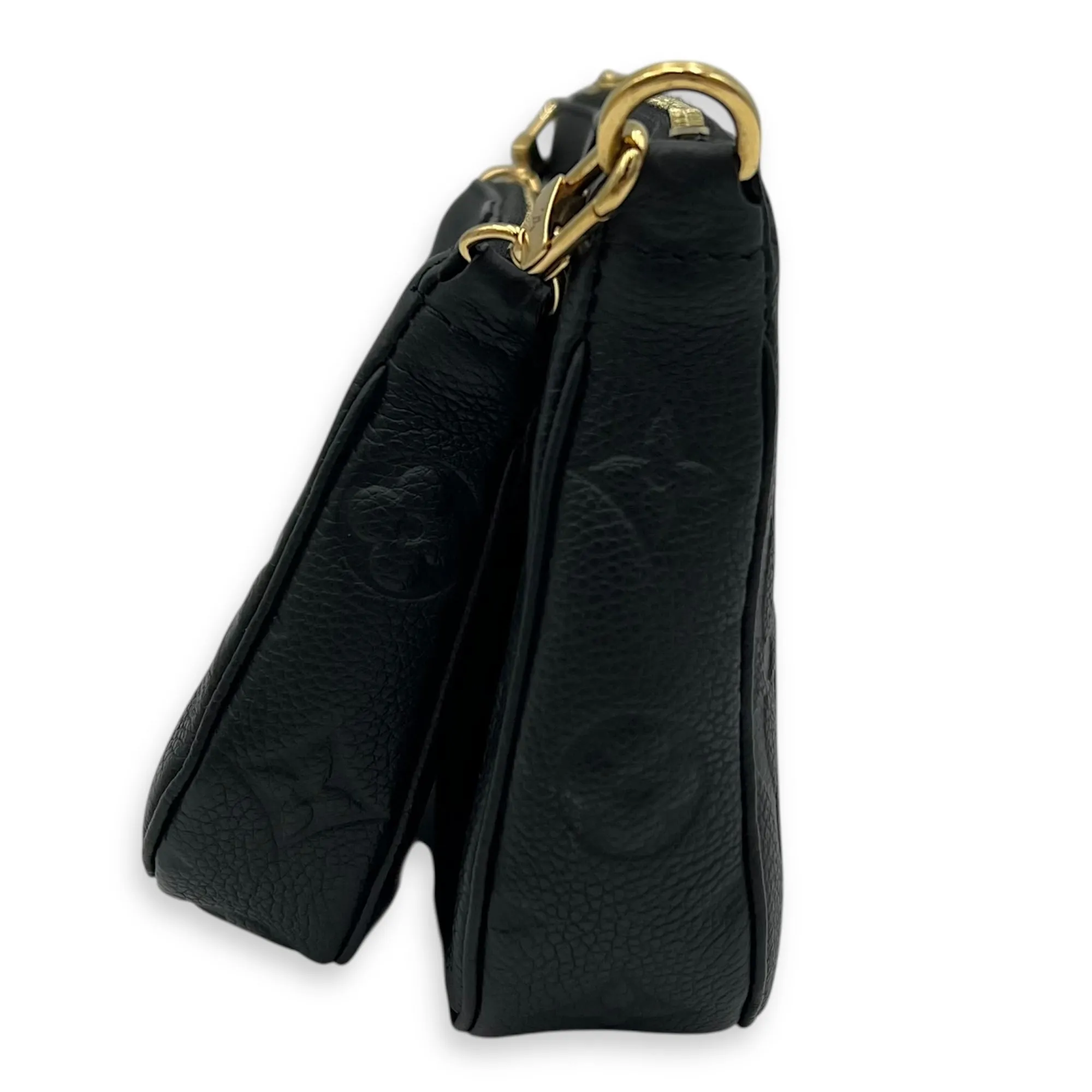 Multi-Pochette Accessoires Black Crossbody Bag in Empreinte Leather, Gold hardware