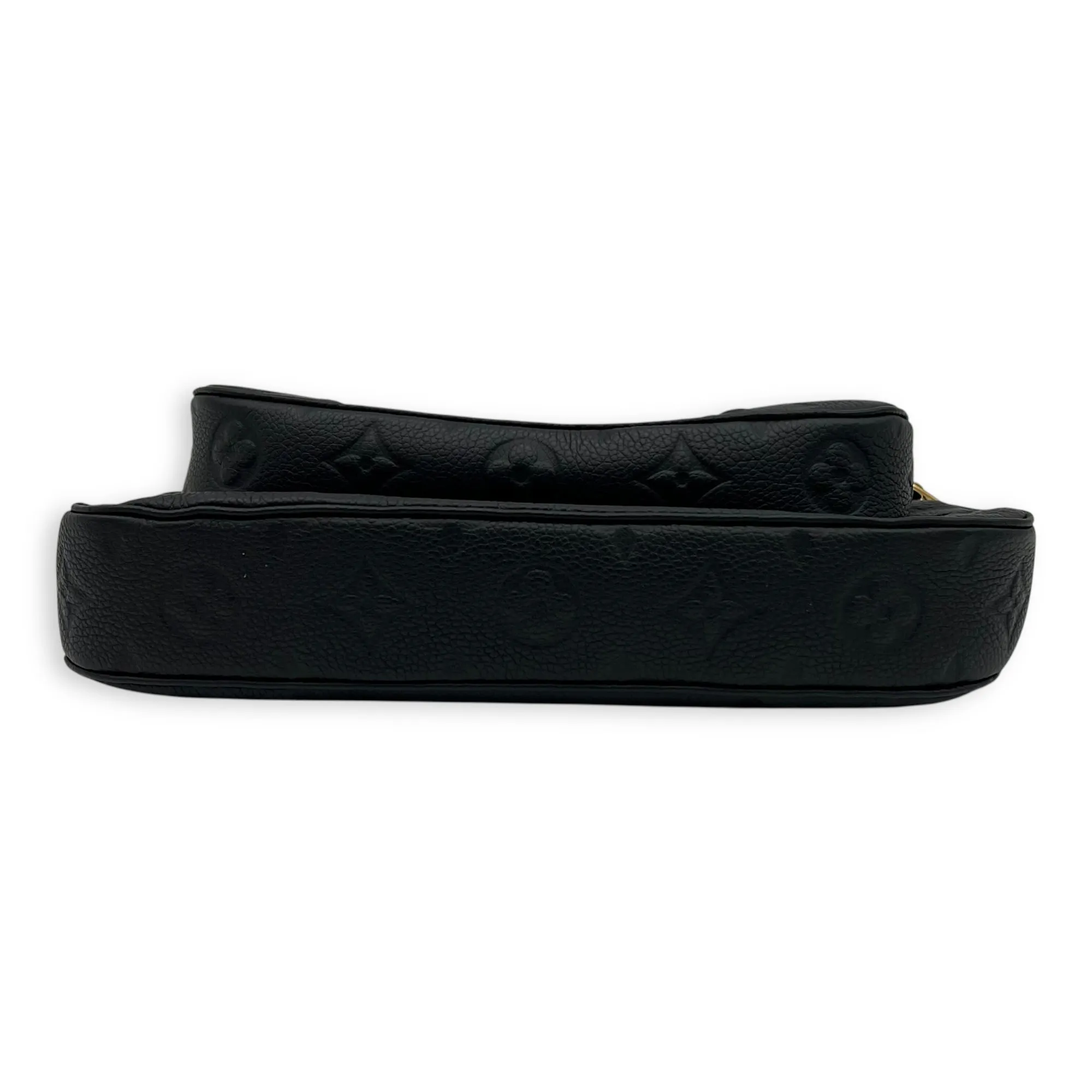 Multi-Pochette Accessoires Black Crossbody Bag in Empreinte Leather, Gold hardware